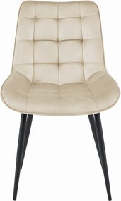OFERTA Scaun din catifea bej BERA cu picioare negre II. calitate
