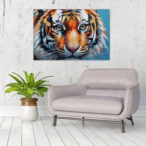 Tablou - Vedere a unui tigru, pictură (90x60 cm)