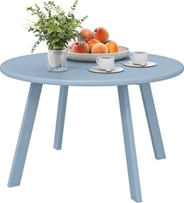 Outsunny Masă de cafea rotundă mică, masă de serviciu cu piciorușe antiderapante, cadru din metal, pentru grădină, Ø 70 x 42 cm, albastru | Aosom Romania