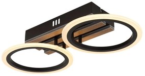 Plafoniera LED CCT BLEVINS riflaj MDF cu efect de lemn