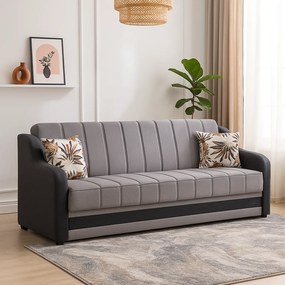 Canapea ALEX extensibila, 3 locuri, cu lada de depozitare, stofa gri, 220x90x90 - Copie Gri Inchis + Gri Deschis