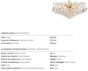 Candelabru cristal Asfour design lux KRISTALL KLASSISCH 9L gold/clear
