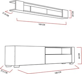 Măsuță TV cu raft Arya White and Cordoba
