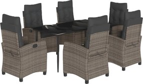 vidaXL Set mobilier de grădină cu perne, 7 piese, gri, poliratan