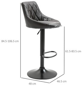 HomCom set 2 scaune de bar, 46.5x48x84.5-106.5cm, maro | AOSOM RO