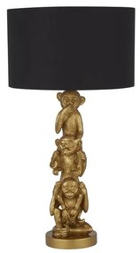Veioza/Lampa de masa design decorativ Wise Monkey auriu/negru