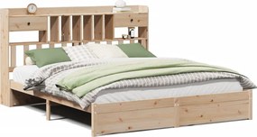 vidaXL Pat cu bibliotecă fără saltea, 180x200 cm, lemn masiv de pin