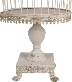 Colivie decorativa pentru pasari, crem, din metal, aspect vintage