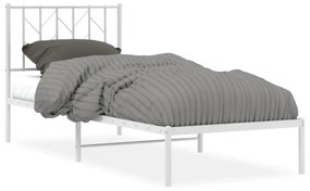 374477 vidaXL Cadru de pat metalic cu tăblie, alb, 80x200 cm