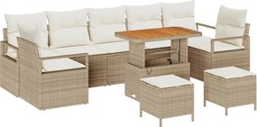 vidaXL Set de canapele pentru grădină cu pernă 10 pcs Bej poliratan