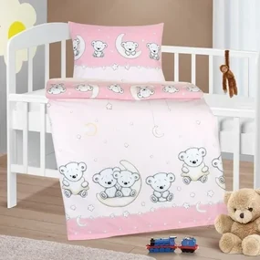 Bellatex Lenjerie de pat din bumbac pentru copiiAgáta Ursuleț roz, 90 x 135 cm, 45 x 60 cm