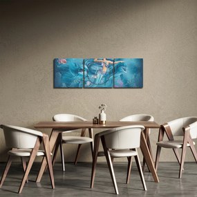 Tablou - Sirenă cu delfini (cu ceas) (90x30 cm)