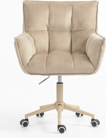 HR560K Scaun Catifea Latte cu Bază Crem