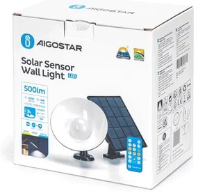 Aplică LED solară Aigostar cu senzor LED/3,2V 3000K/4000K/6500K IP65 + telecomandă
