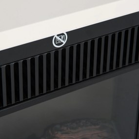 HOMCOM Șemineu Electric de Podea cu Efect de Flacără, Putere Reglabilă 600/1200W, Acoperire 10-15m², Alb | Aosom Romania