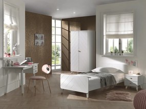 Set Dormitor pentru Copii, 4 Piese, 90x200 cm, Alb Satinat (Pin Masiv și MDF) – Billy – Vipack