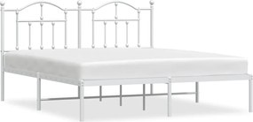 vidaXL Cadru de pat metalic cu tăblie, alb, 180x200 cm