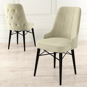 Set de scaune de sufragerie Pare Cream and Black,4 buc.