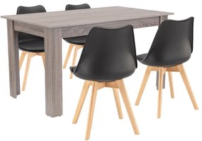 Set de masă Zara 4+1 negru-stejar York