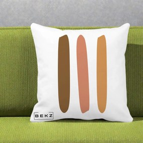 Perna Decorativa Abstract Linii Terracotta, 40x40 cm, Alba Mata, Husa Detasabila, Perna Inclusa, BEKZ®