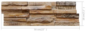 Panouri placare pereti 3D, 10 buc., 1,01 m  , lemn masiv de tec 10, 56 x 18 x 2 cm