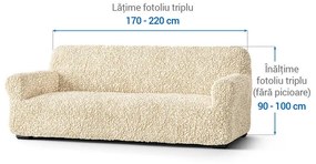Huse bielastice FUCO bumbac bio smântânii fotoliu triplu (l. 170 - 220 cm)