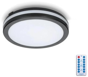 Plafonieră LED cu senzor pentru baie LED/12W/230V IP65 d. 20 cm negru + telecomandă