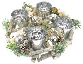 Sfeşnic advent Invierno, din ratan, gri, diam. 23 cm