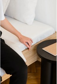 Pat matrimonial în culoare naturală din placă aglomerată de lemn cu aspect de lemn de stejar fără tăblie cu somieră 200x200 cm Streiko – noo.ma