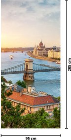 Fototapet pentru ușă - Budapesta cu râu (95x205cm)
