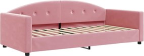 vidaXL Pat de zi, roz, 90x200 cm, catifea