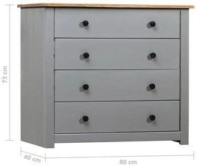 Dulap lateral, gri, 80 x 40 x 73 cm, gama pin de Panama 1, gri si lemn