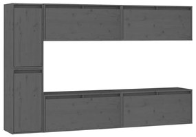 3100236 vidaXL Comode TV, gri, 6 buc., lemn masiv de pin