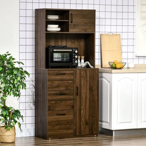 Dulap Modern HOMCOM cu 3 Sertare si Dulapioare din lemn, 80x40x178 cm | AOSOM RO