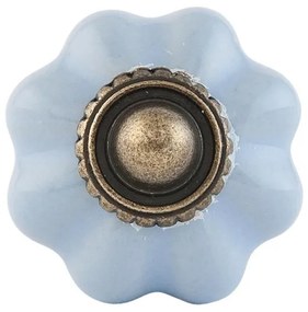 Buton rotund din ceramică bleu Ø3 cm, „Léonie”