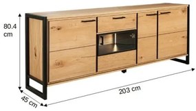 Bufet 4 Usi Si 1 Sertar Soho Oak, 203 Cm