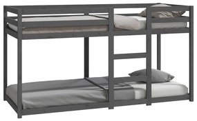821651 vidaXL Pat supraetajat, gri, 80x200 cm, lemn masiv de pin
