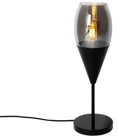 Lampa de masa moderna neagra cu sticla fumurie - Drop