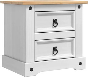 vidaXL Noptieră cu sertar Corona Alb 53 x 39 x 47 cm Lemn de pin masiv