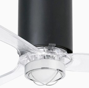 Lustra cu Ventilator si telecomanda TUBE FAN M negru mat/transparent