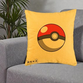 Perna Personalizata Pokeball Rosie, 40x40 cm, Galben, Husa Detasabila, Perna Inclusa, BEKZ®