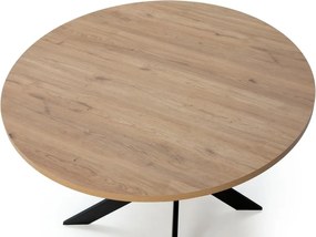 Masă de dining rotundă cu blat cu aspect de lemn de stejar 120x120 cm Ther – Marckeric