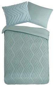 Lenjerie de pat verde-deschis din microfibră pentru pat de o persoană/extinsă 140x220 cm Pure Zigzag – Good Morning