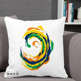 Perna Decorativa Vortex Abstract Colorat, 40x40 cm, Alba Mata, Husa Detasabila, Perna Inclusa, BEKZ®
