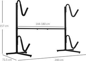 SPORTNOW Suport pentru 2 caiace, plăci de surf, stand-up paddleboards, cadru metalic, ajustabil în lățime 144-180 cm | Aosom Romania