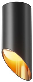 Spot aplicat design tehnic Lipari negru, H-15cm