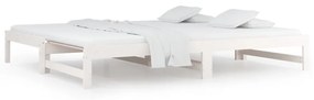 832654 vidaXL Pat de zi extensibil, alb, 2x(90x190) cm, lemn masiv de pin