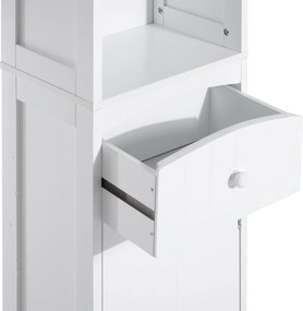 HOMCOM Dulap Înalt de Baie  cu 3 Rafturi din MDF, 34x24x170 cm, Alb | Aosom Romania
