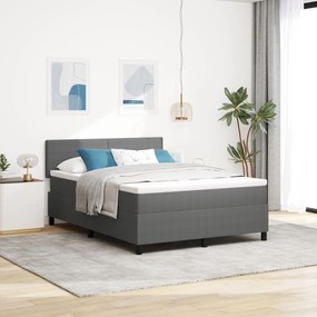 vidaXL Pat cu arcuri cu saltea Gri 140x200 cm Țesătură din corduroy