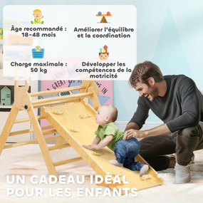 AIYAPLAY 5 în 1 Triunghi arcul de cățărare copii cu triunghi de escaladă, rampă de escaladă reversibilă, bascula | Aosom Romania